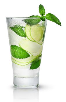 Mojitos in sweaty glass isolated on white background