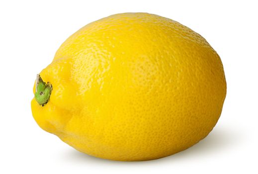 Ripe refreshing lemon turned isolated on white background