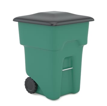 Green trash container. Recycling garbage concept. 3d rendering