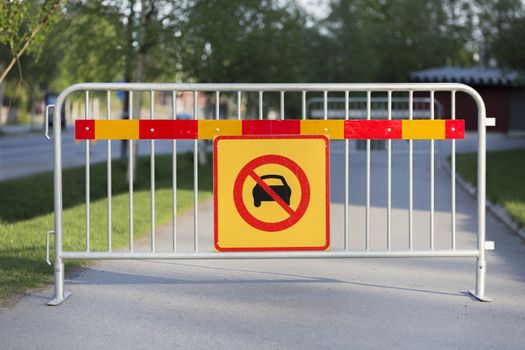 Cars Not Allowed Sign on Fence.