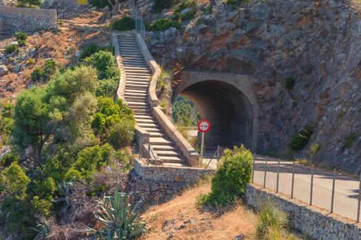 Observatory "Mirador de Ricardo Roca" at Estellencs with a small chapel on the west coast of Mallorca offers a beautiful panoramic view.