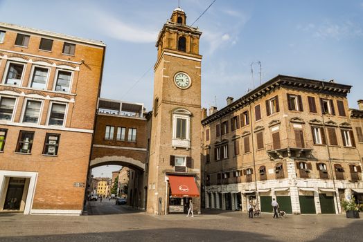 FERRARA - JUNE 17, 2017: Historical building in the Square Trento and Trieste on June 17, 2017 in Ferrara - Italy
