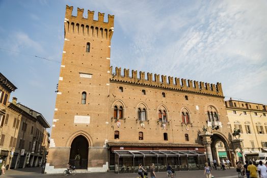 FERRARA - JUNE 17, 2017: Historical building in the Square Trento and Trieste on June 17, 2017 in Ferrara - Italy