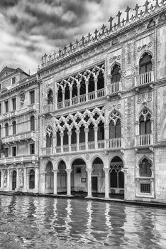 Facade of Palazzo Santa Sofia, aka Ca D'Oro (in english Golden House), along the Grand Canal in Cannaregio district of Venice, Italy