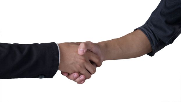 Two men shaking hands isolated on white background ,  business people concepts