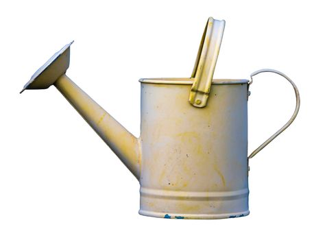 Isolated Grungy Old Vintage Retro Yellow Watering Can