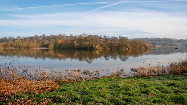 Autumnal View of Weir Wood Reservoir in East Grinstead