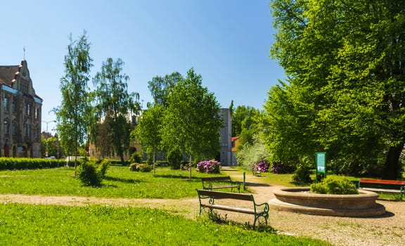 Restored Park on the street 5. Kveten, Jablonec nad Nisou, Czech Republic