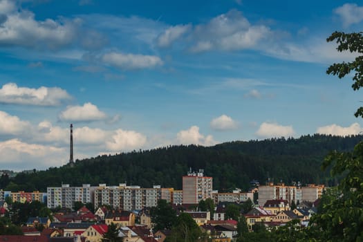 Remote view of the municipal area of Paseky, Jablonec nad Nisou, Czech Republic