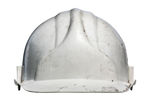 Isolated Grungy Old White Workmans Hard Hat