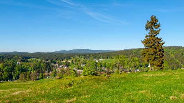 Summer landscape of Jizera Mountains from Bedrichov, Czech Republic.