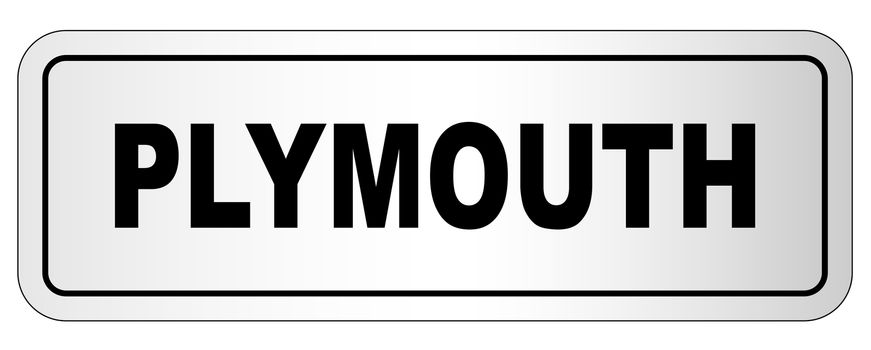 The city of Plymouth nameplate on a white background