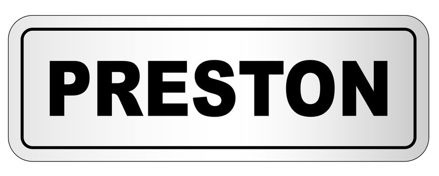 The city of Preston nameplate on a white background