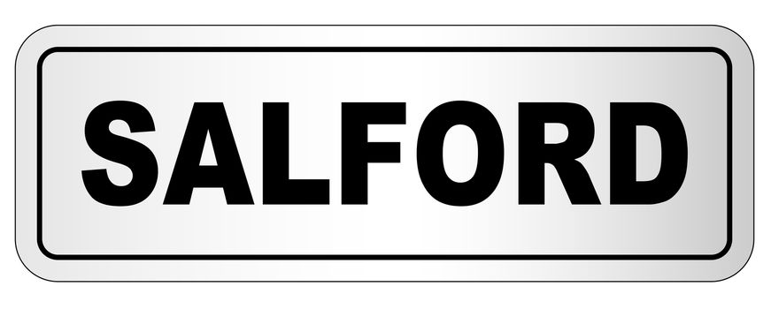 The city of Salford nameplate on a white background