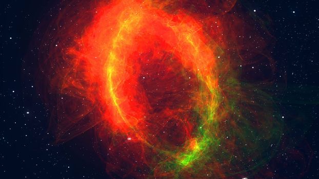 Colorful space background. Glowing galaxy. 3d rendered