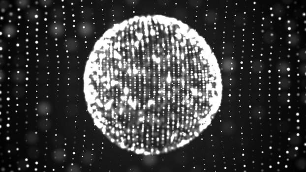 Colorful sphere in space with glowing particles. Abstract background. 3d rendered