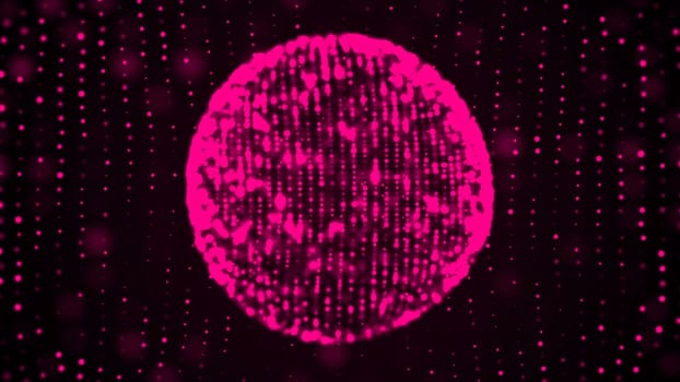 Colorful sphere in space with glowing particles. Abstract background. 3d rendered