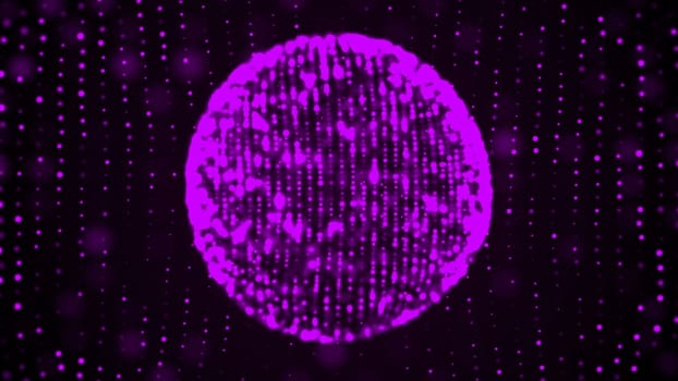 Colorful sphere in space with glowing particles. Abstract background. 3d rendered