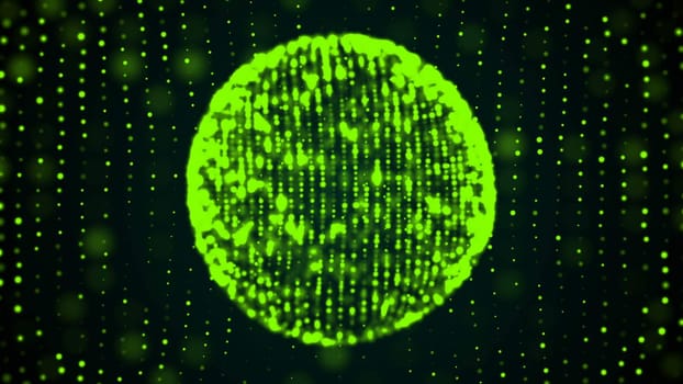 Colorful sphere in space with glowing particles. Abstract background. 3d rendered
