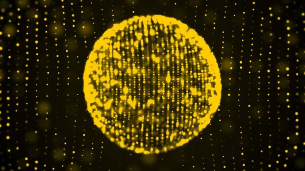 Colorful sphere in space with glowing particles. Abstract background. 3d rendered