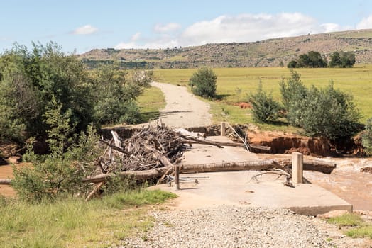 The washed away bridge over the Tsitsa River at the Tsitsa Falls near Maclear in the Eastern Cape Province
