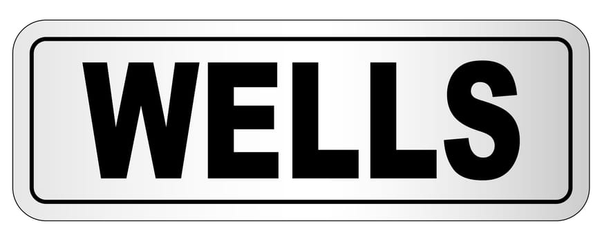 The city of Wells nameplate on a white background