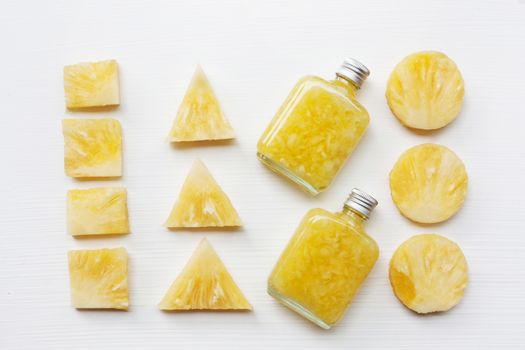 Fresh pineapple juice on white, Healthy vitamin drink.