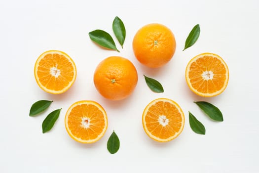 Fresh orange citrus fruit isolated on white background.