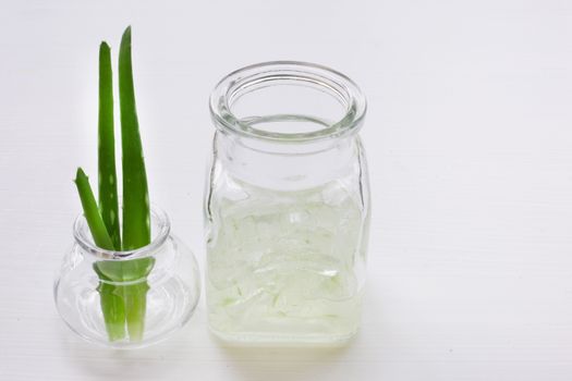 Aloe vera gel  on white background.