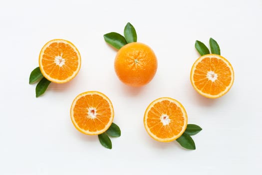 Fresh orange citrus fruit isolated on white background.