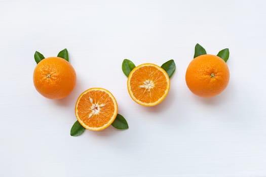 Fresh orange citrus fruit isolated on white background.