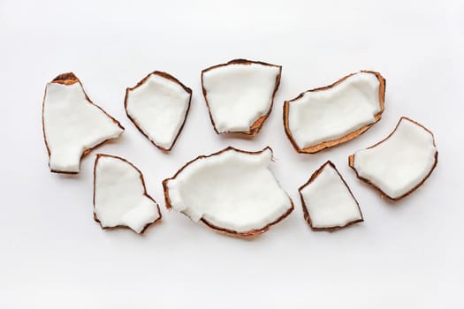 Coconuts isolated on the white background. top view