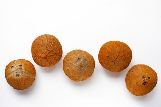 Coconuts isolated on the white background. top view