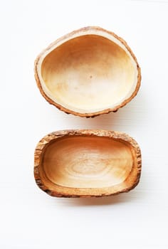 wooden dish on white