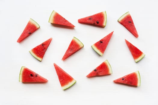 watermelon pieces  on white.