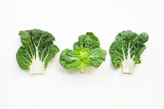 Bok choy on white background.
