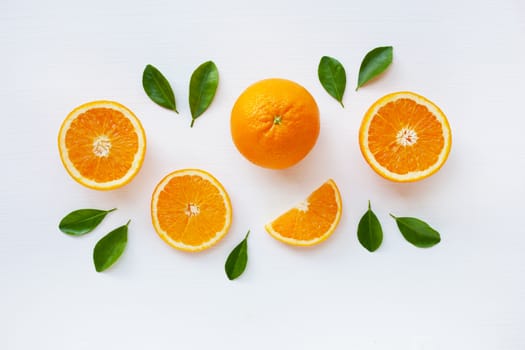 Fresh orange citrus fruit isolated on white background.