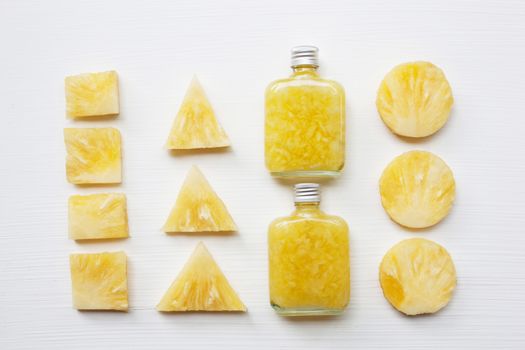 Fresh pineapple juice on white, Healthy vitamin drink.