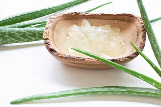 Aloe vera gel  on white background.