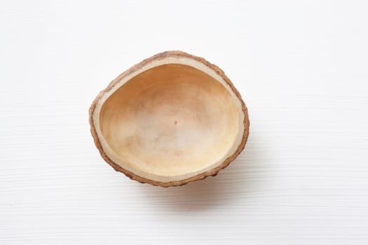 wooden dish on white