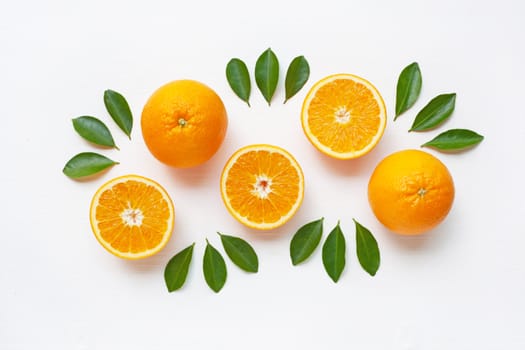 Fresh orange citrus fruit isolated on white background.