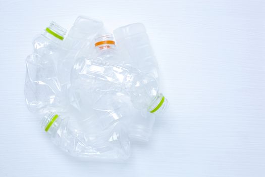 Empty plastic water bottle for recycling isolated on over white background.
