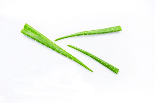 Aloe vera fresh leaves  isolated on white.