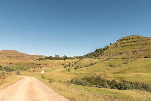 The Pot River Pass in the Eastern Cape Province is visible against the slope of the mountain to the right
