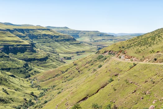 The Pot River Pass in the Eastern Cape Province is visible against the slope of the mountain to the right