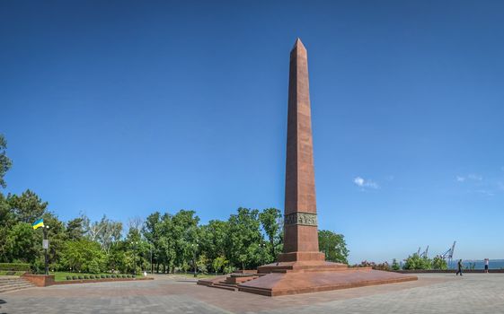 ODESSA, UKRAINE - 05.25.2018. Alley of Glory in Odessa, Ukraine. Memorial in memory of the World War 2. Monument to Unknown Sailor