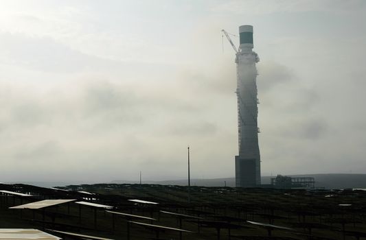 alternative energy, industrial landscape solar batteries in the desert