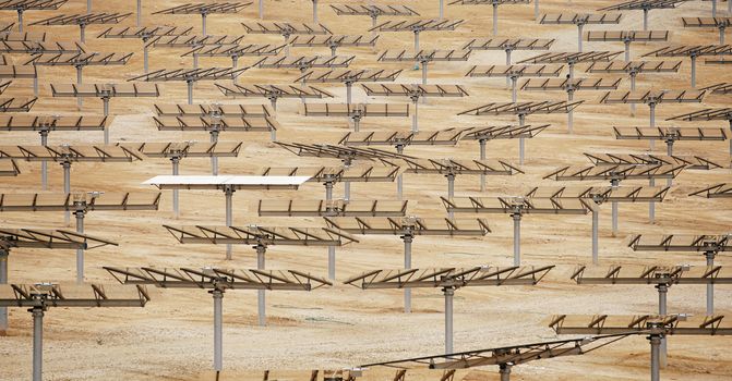 alternative energy, industrial landscape solar batteries in the desert