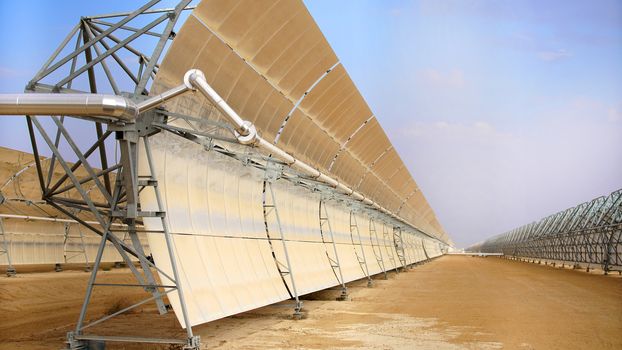 alternative energy, industrial landscape solar batteries in the desert