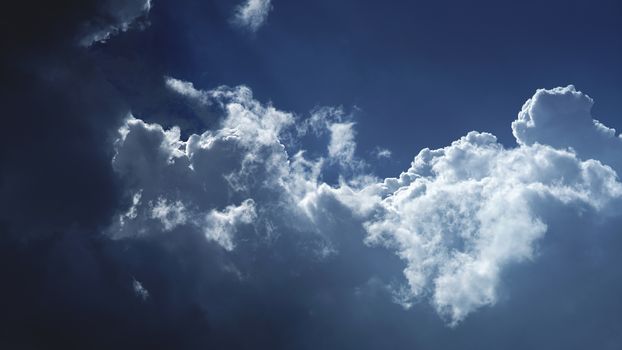 nature background, blue sky with clouds close-up